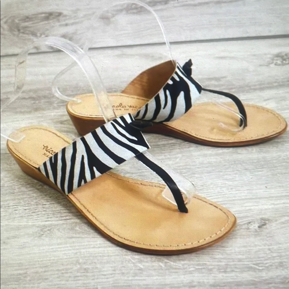 Zebra Print Sandals with Tan Sole